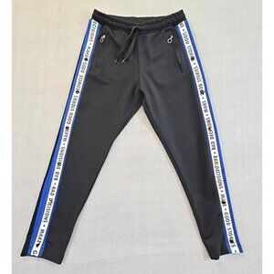 Zara Man Joggers Leg Opening Side Stripe Men's Large Black Drawstring Two Pocket